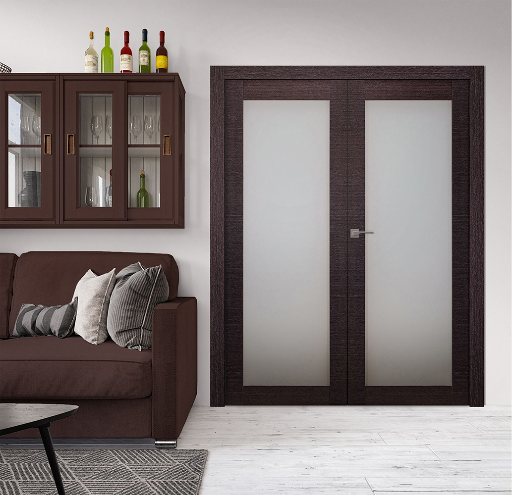 AVANTI 207 VETRO BLACK APRICOT DOUBLE POCKET BELLDINNI MODERN INTERIOR DOOR - 2