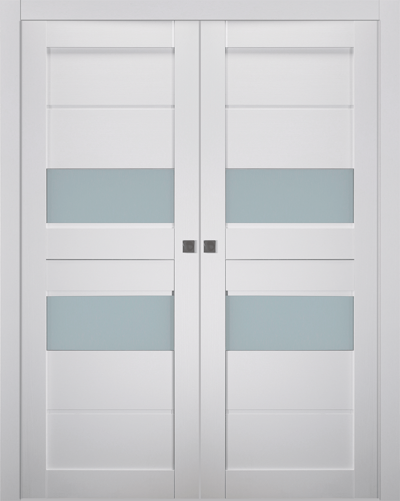 DESSA VETRO BIANCO NOBLE DOUBLE POCKET BELLDINNI MODERN INTERIOR DOOR - 1