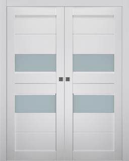 DESSA VETRO BIANCO NOBLE DOUBLE POCKET BELLDINNI MODERN INTERIOR DOOR - 1
