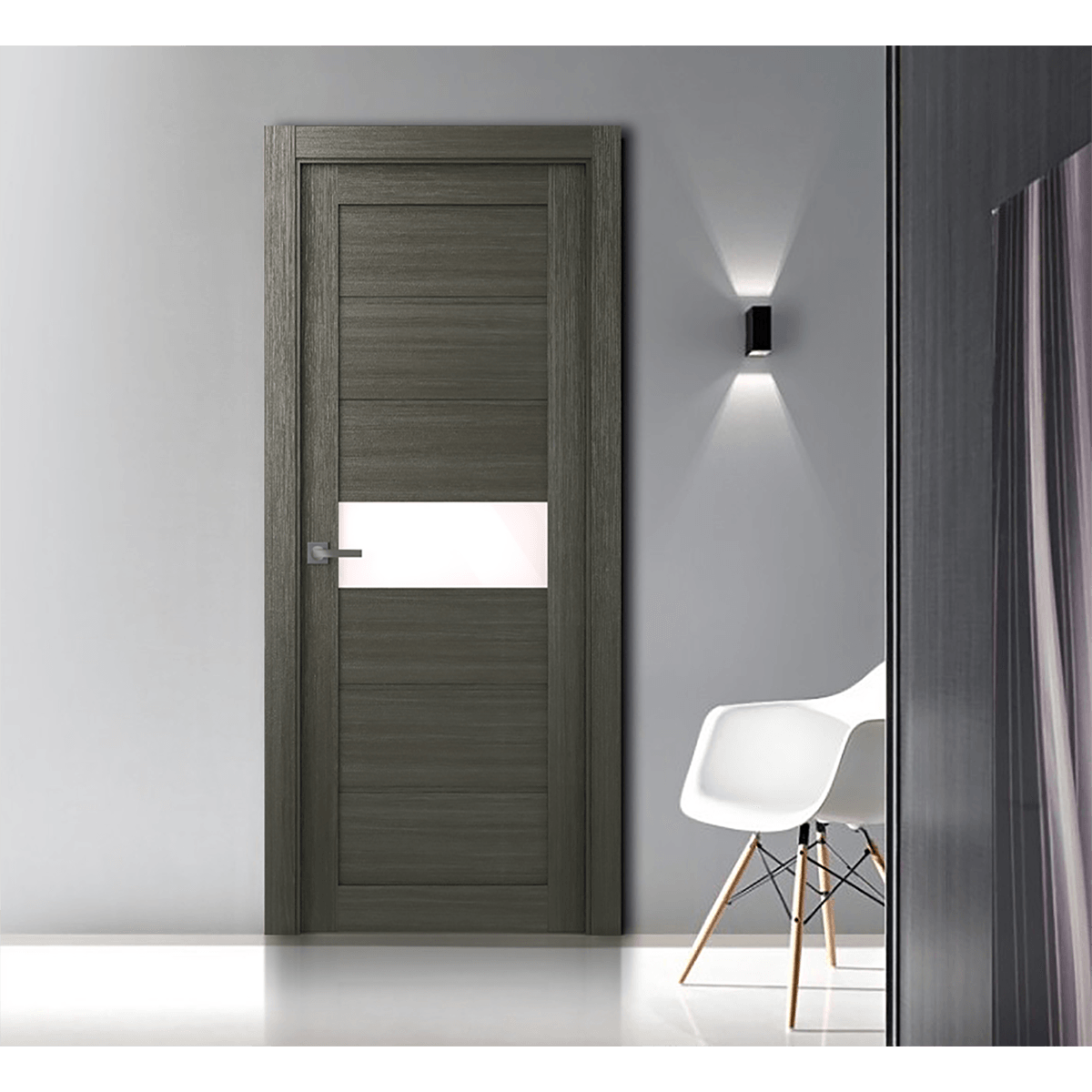 EDNA VETRO GRAY OAK SWING BELLDINNI MODERN INTERIOR DOOR - 2