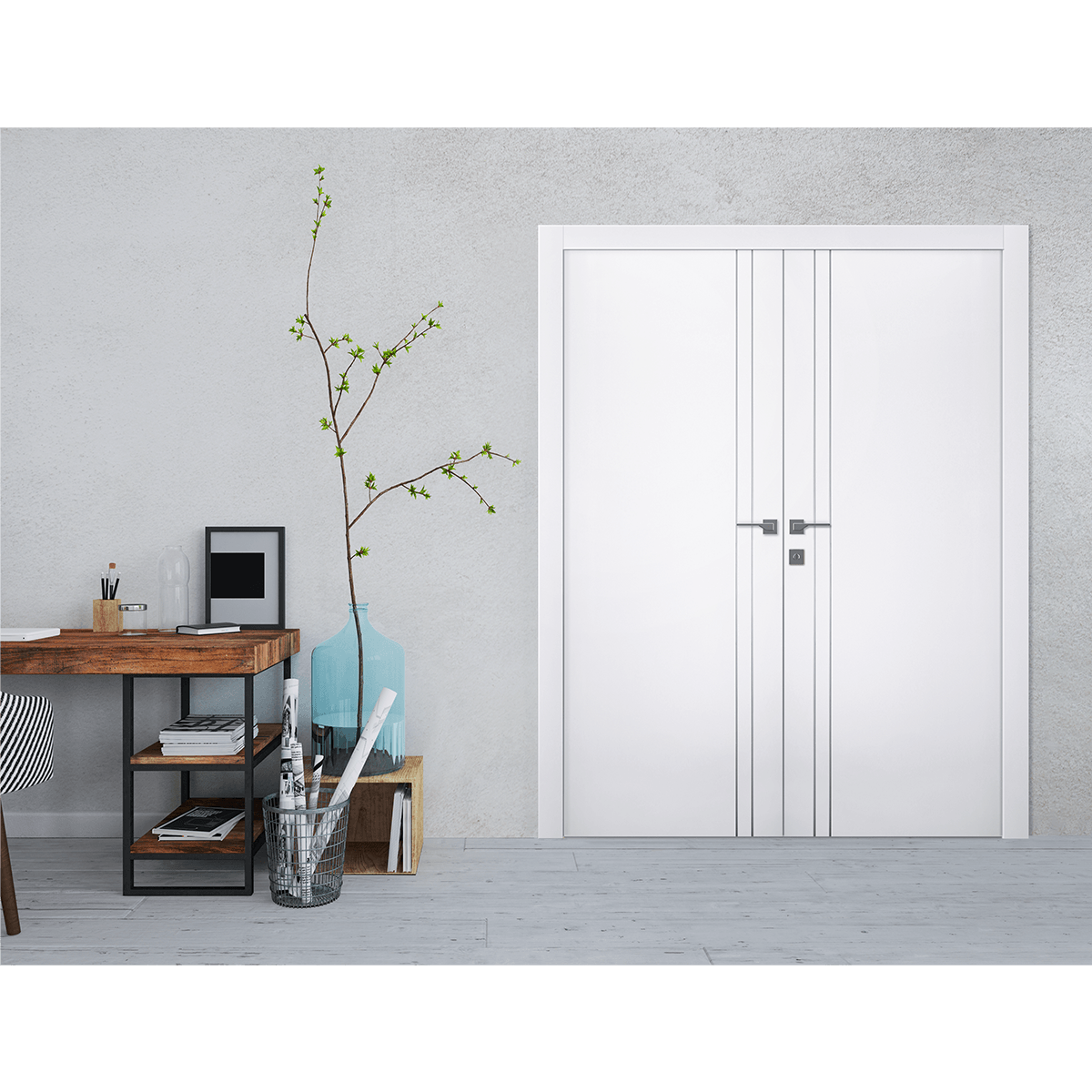 PALLADIO 2V BIANCO NOBLE DOUBLE BELLDINNI MODERN INTERIOR DOOR - 3