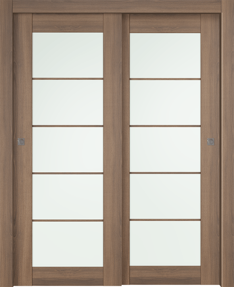 AVON 5 LITE VETRO PECAN NUTWOOD BYPASS BELLDINNI MODERN INTERIOR DOOR - 1