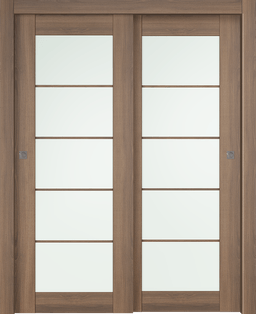 AVON 5 LITE VETRO PECAN NUTWOOD BYPASS BELLDINNI MODERN INTERIOR DOOR - 1