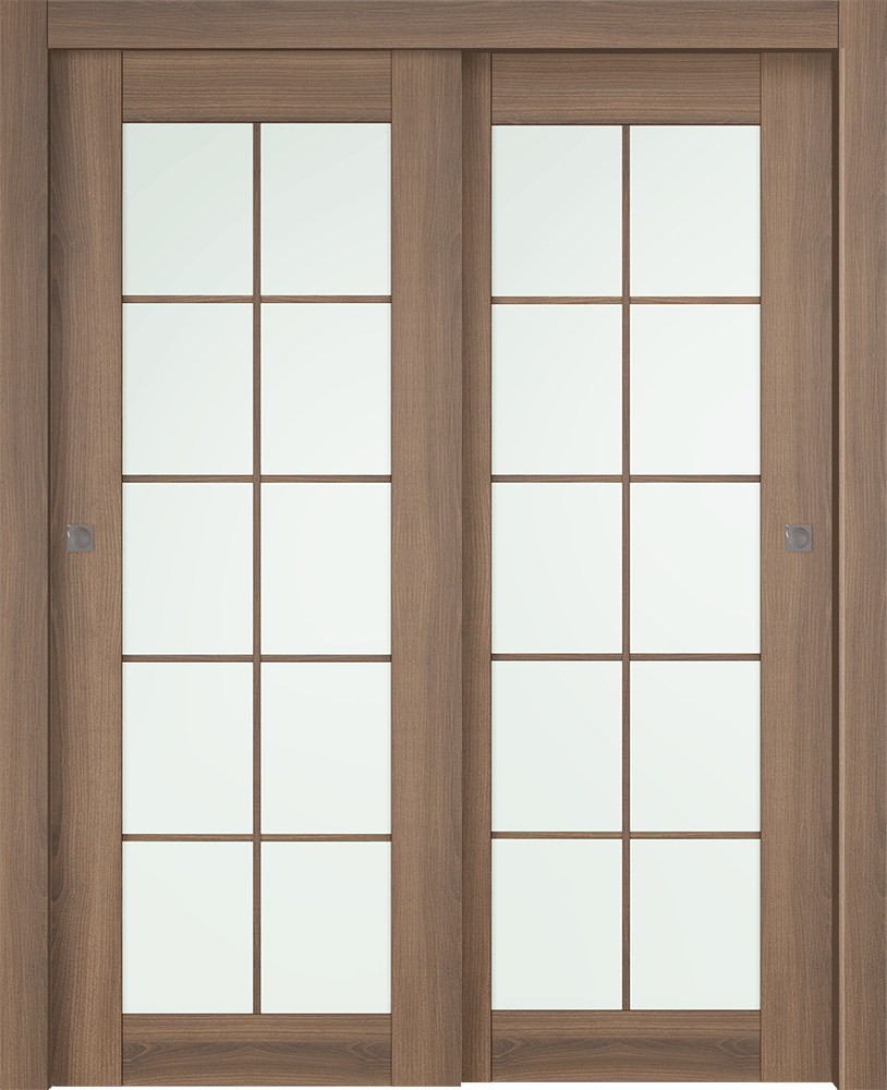 AVON 10 LITE VETRO PECAN NUTWOOD BYPASS BELLDINNI MODERN INTERIOR DOOR - 1