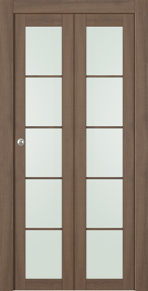 AVON 5 LITE VETRO PECAN NUTWOOD BI-FOLD BELLDINNI MODERN INTERIOR DOOR - 1