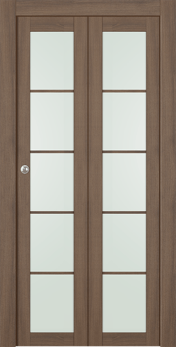 AVON 5 LITE VETRO PECAN NUTWOOD BI-FOLD BELLDINNI MODERN INTERIOR DOOR - 1
