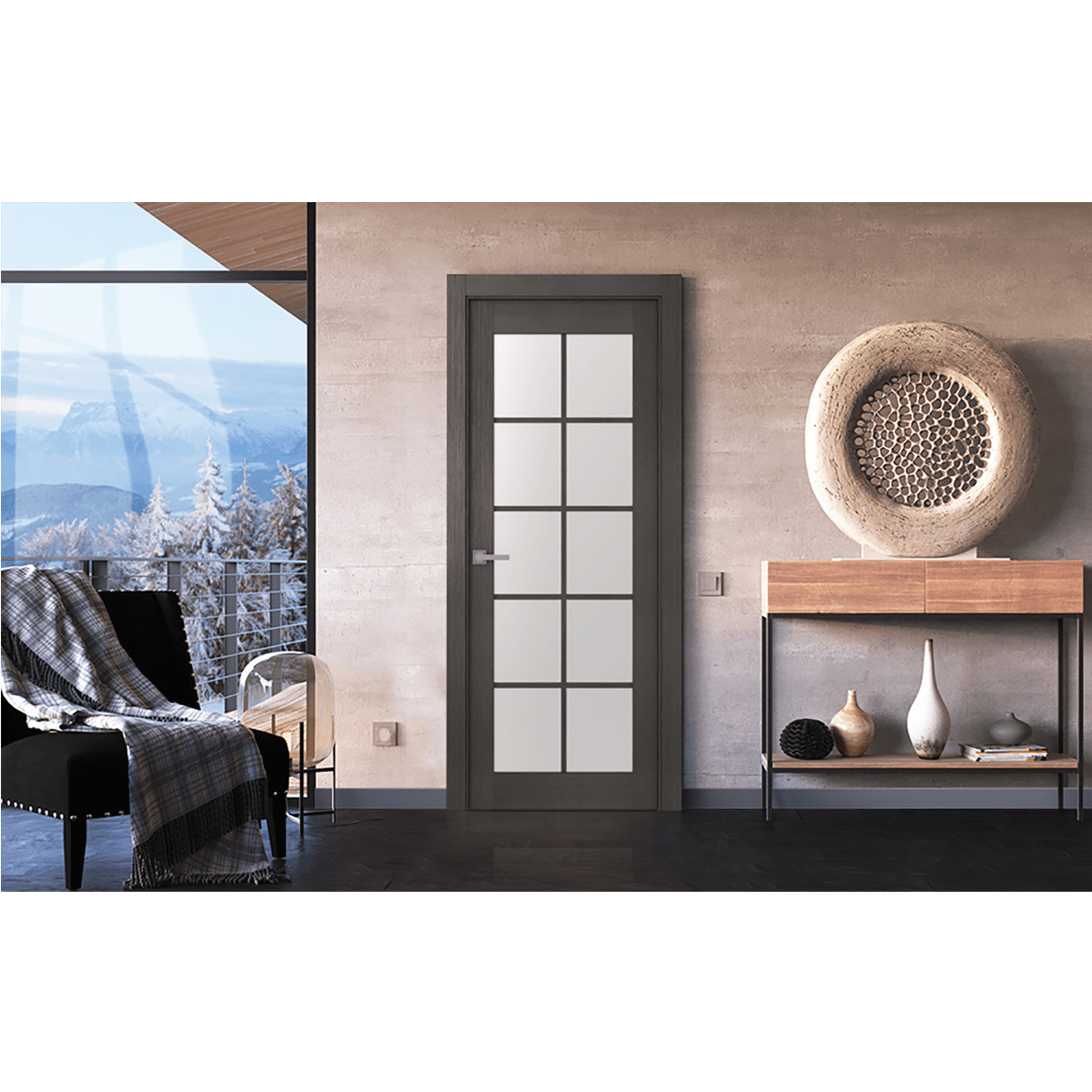AVANTI 10 LITE VETRO BLACK APRICOT SWING BELLDINNI MODERN INTERIOR DOOR - 2