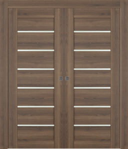 AVON 07-02 VETRO PECAN NUTWOOD DOUBLE POCKET DOORS BELLDINNI MODERN INTERIOR DOOR - 1