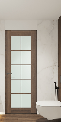 AVON 10 LITE VETRO PECAN NUTWOOD INVISIBLE METAL FRAME BELLDINNI MODERN INTERIOR DOOR - 1