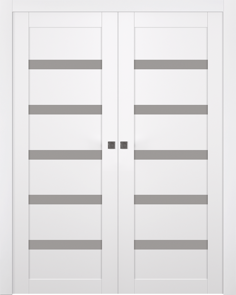 LEORA VETRO SNOW WHITE DOUBLE POCKET BELLDINNI MODERN INTERIOR DOOR - 1