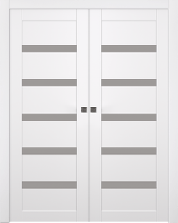 LEORA VETRO SNOW WHITE DOUBLE POCKET BELLDINNI MODERN INTERIOR DOOR - 1