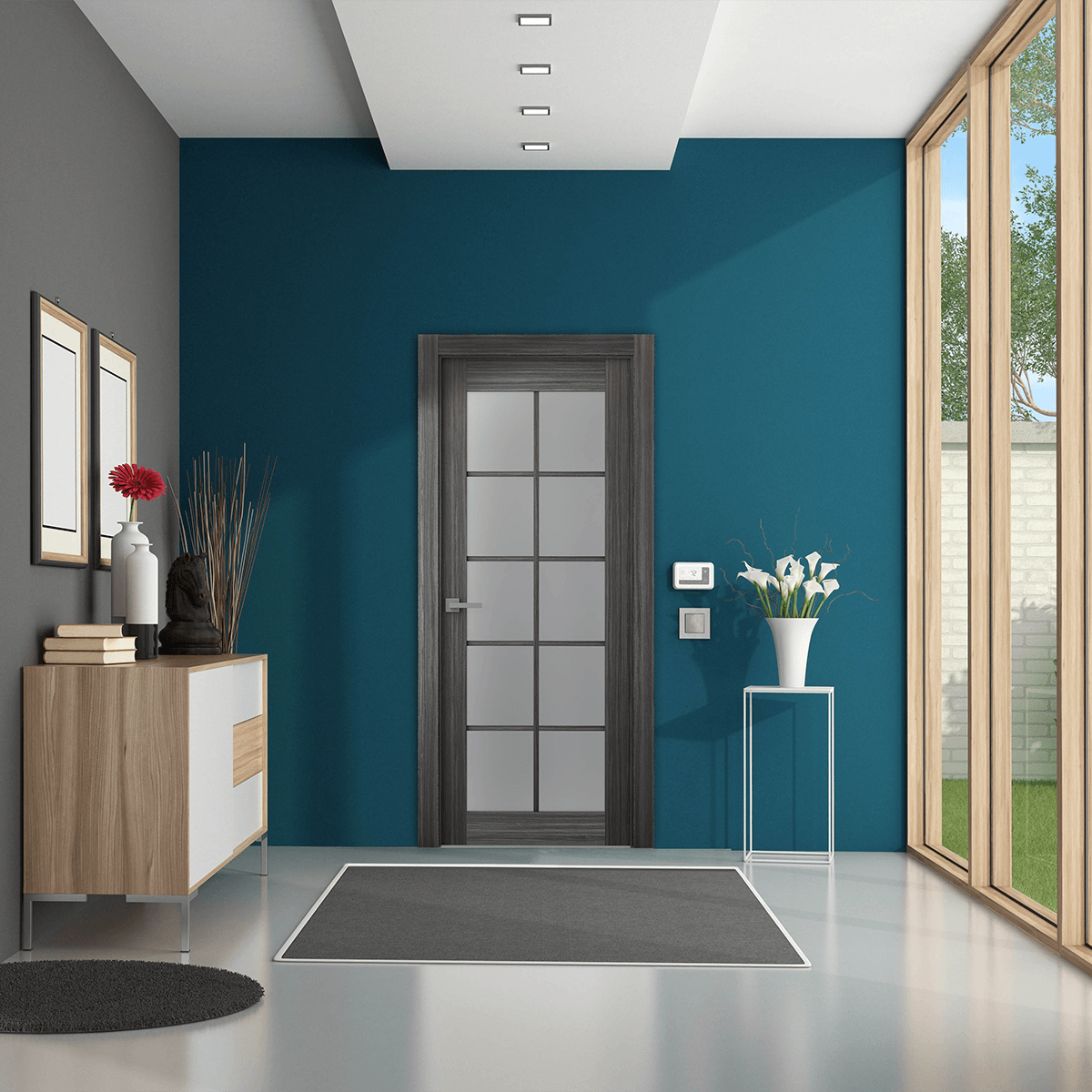 PALLADIO 10 LITE VETRO GRAY OAK SWING BELLDINNI MODERN INTERIOR DOOR - 2