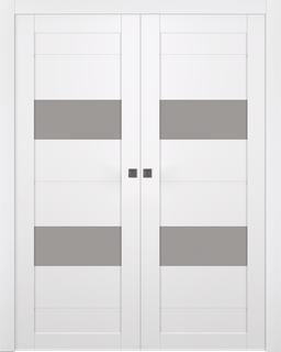 VITA VETRO SNOW WHITE DOUBLE POCKET BELLDINNI MODERN INTERIOR DOOR - 1