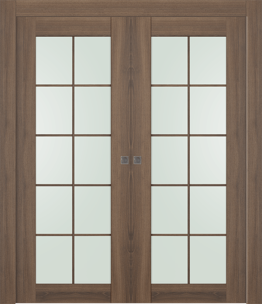 AVON 10 LITE VETRO PECAN NUTWOOD DOUBLE POCKET BELLDINNI MODERN INTERIOR DOOR - 1