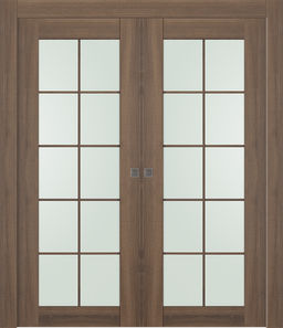 AVON 10 LITE VETRO PECAN NUTWOOD DOUBLE POCKET BELLDINNI MODERN INTERIOR DOOR - 1