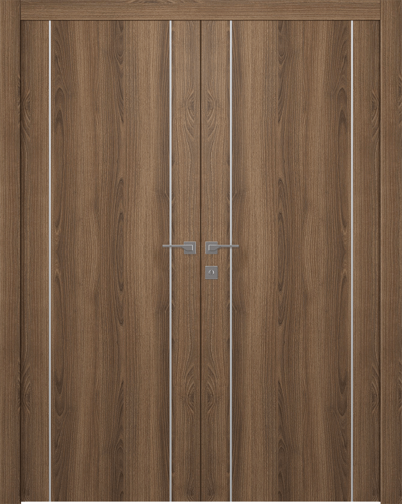 OPTIMA 2U PECAN NUTWOOD DOUBLE DOORS BELLDINNI MODERN INTERIOR DOOR - 1