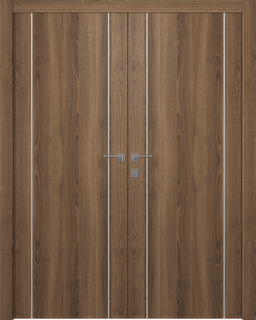 OPTIMA 2U PECAN NUTWOOD DOUBLE DOORS BELLDINNI MODERN INTERIOR DOOR - 1