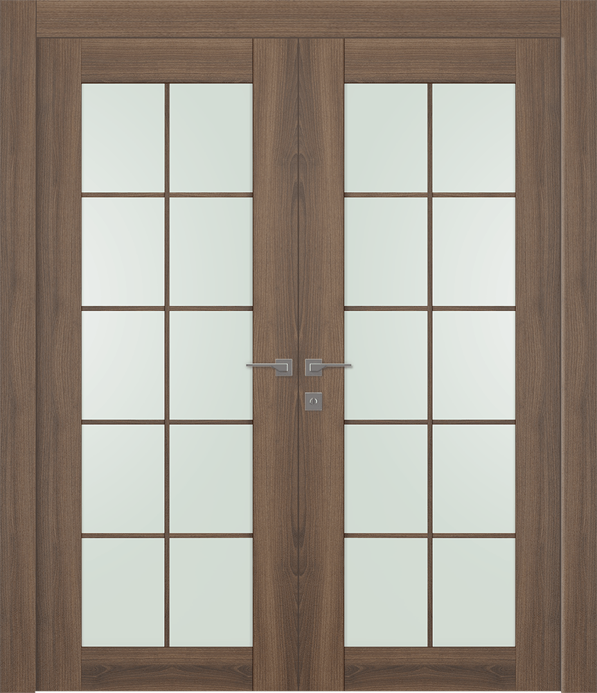AVON 10 LITE VETRO PECAN NUTWOOD DOUBLE BELLDINNI MODERN INTERIOR DOOR - 1