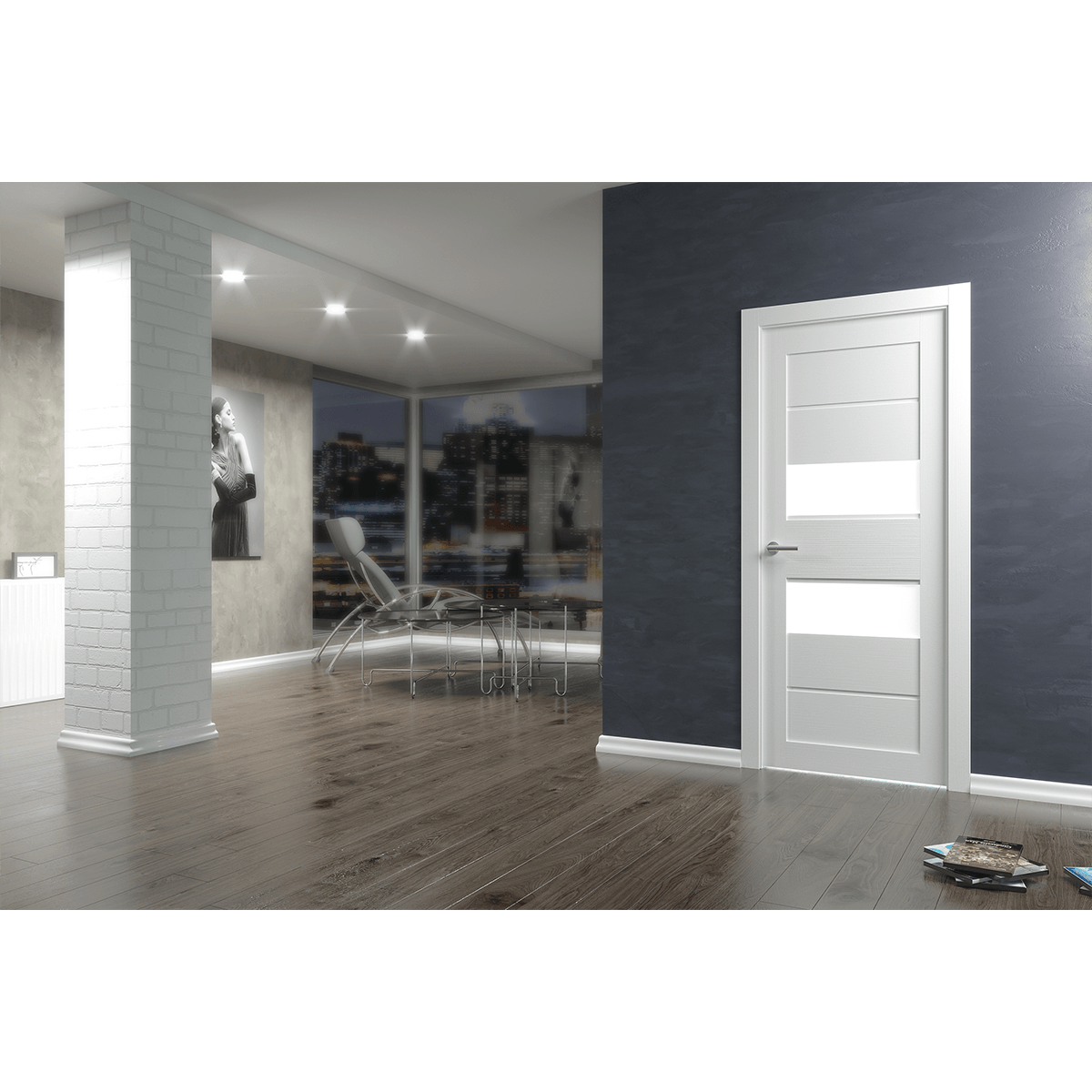 DESSA VETRO BIANCO NOBLE SWING BELLDINNI MODERN INTERIOR DOOR - 3