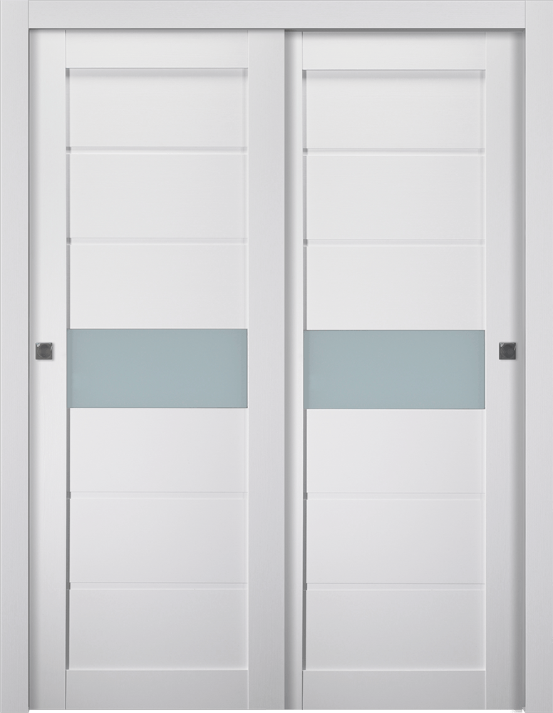 EDNA VETRO BIANCO NOBLE BYPASS BELLDINNI MODERN INTERIOR DOOR - 1