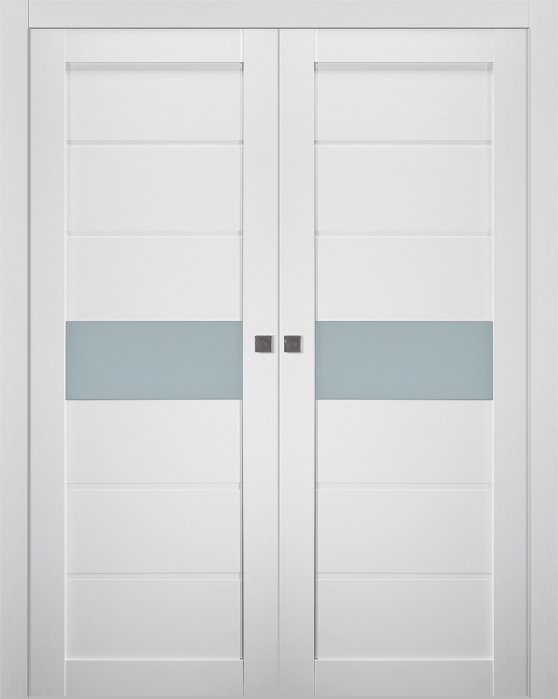 EDNA VETRO BIANCO NOBLE DOUBLE POCKET BELLDINNI MODERN INTERIOR DOOR - 1