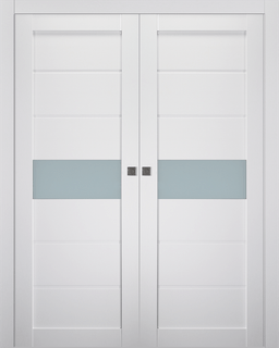 EDNA VETRO BIANCO NOBLE DOUBLE POCKET BELLDINNI MODERN INTERIOR DOOR - 1