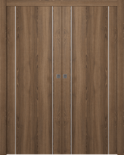 OPTIMA 2U PECAN NUTWOOD DOUBLE POCKET DOORS BELLDINNI MODERN INTERIOR DOOR - 1