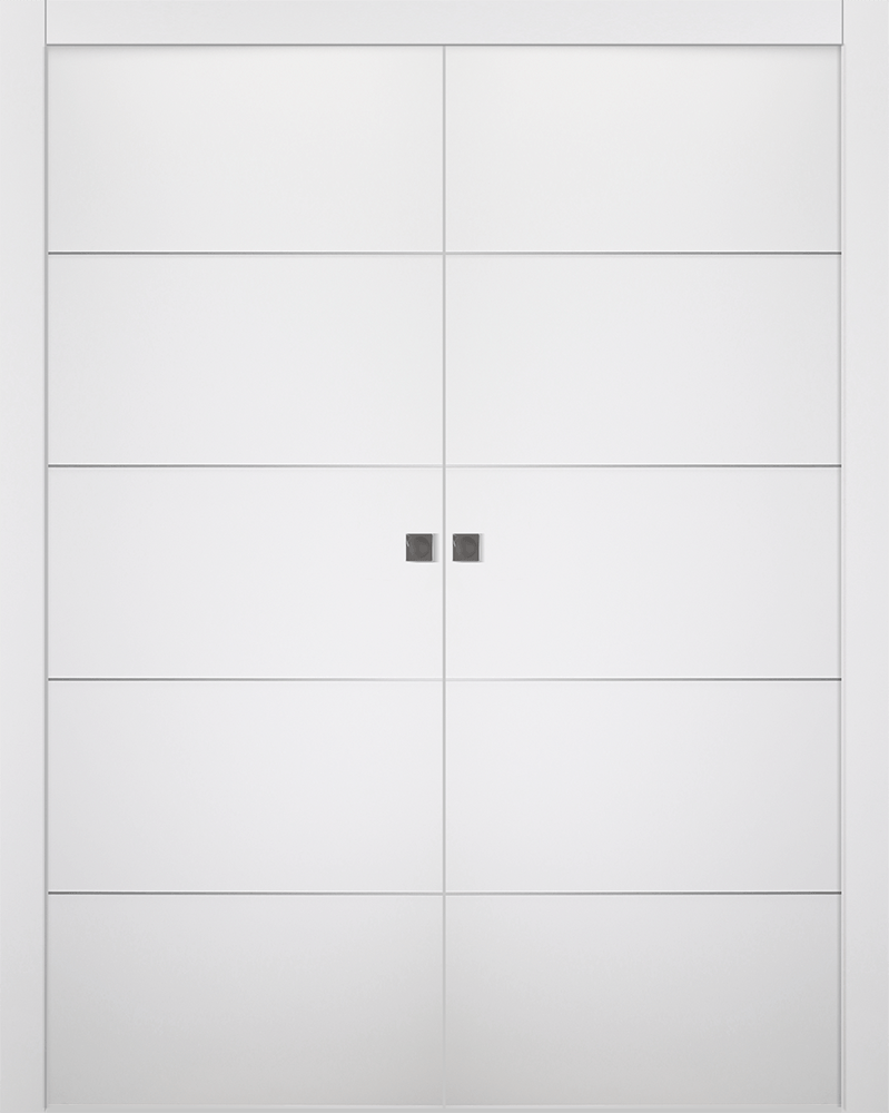 OPTIMA 4H SNOW WHITE DOUBLE POCKET BELLDINNI MODERN INTERIOR DOOR - 1