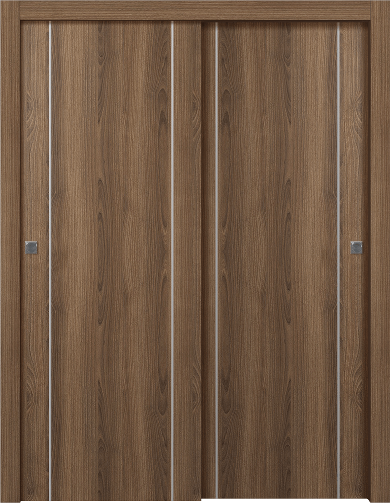 OPTIMA 2U PECAN NUTWOOD BYPASS DOORS BELLDINNI MODERN INTERIOR DOOR - 1