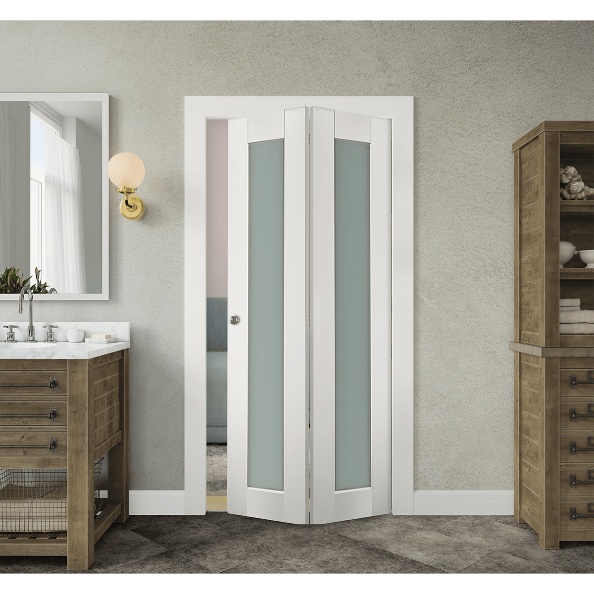 SMART PRO 207 VETRO POLAR WHITE BI-FOLD BELLDINNI MODERN INTERIOR DOOR - 2