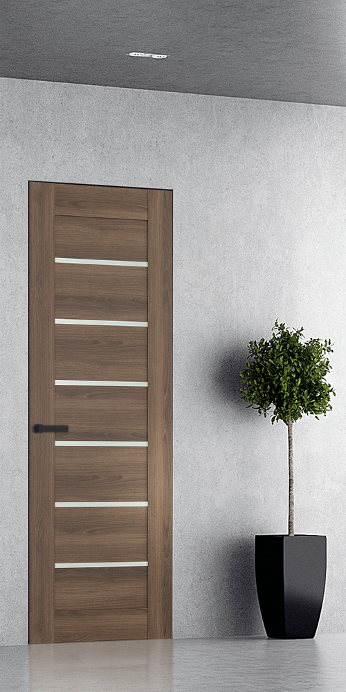 AVON 07-02 VETRO PECAN NUTWOOD INVISIBLE METAL FRAME BELLDINNI MODERN INTERIOR DOOR - 1
