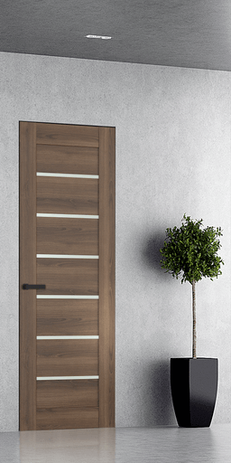 AVON 07-02 VETRO PECAN NUTWOOD INVISIBLE METAL FRAME BELLDINNI MODERN INTERIOR DOOR - 1