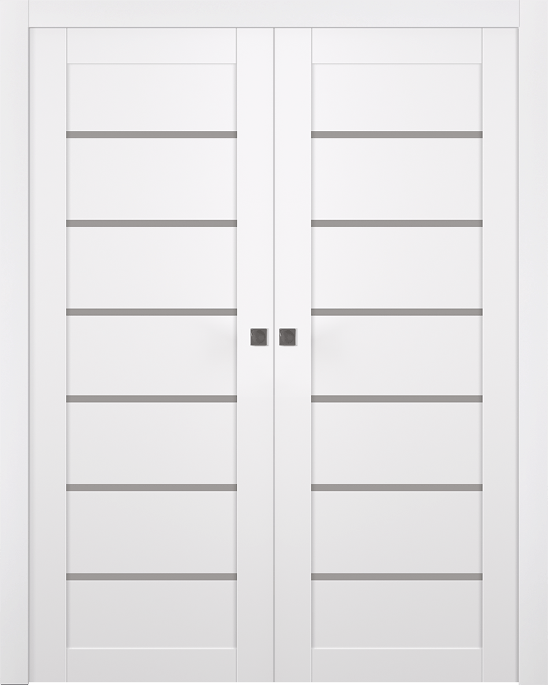 ALBA SNOW WHITE DOUBLE POCKET BELLDINNI MODERN INTERIOR DOOR - 1