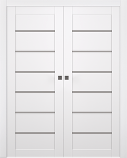 ALBA SNOW WHITE DOUBLE POCKET BELLDINNI MODERN INTERIOR DOOR - 1