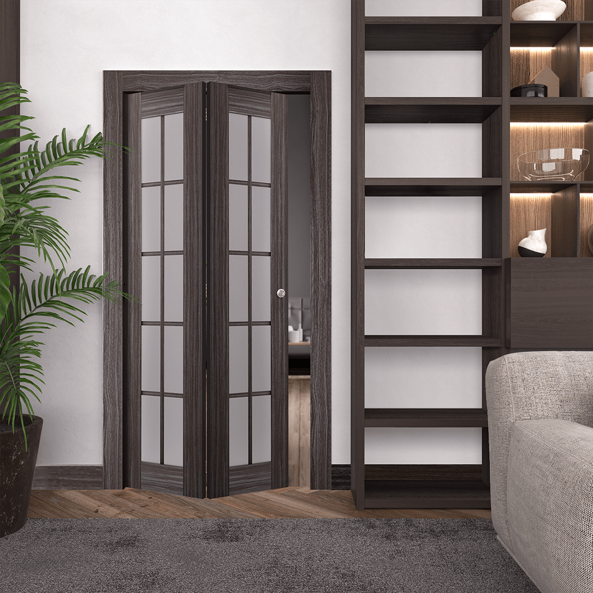 PALLADIO 10 LITE VETRO GRAY OAK BI-FOLD BELLDINNI MODERN INTERIOR DOOR - 1