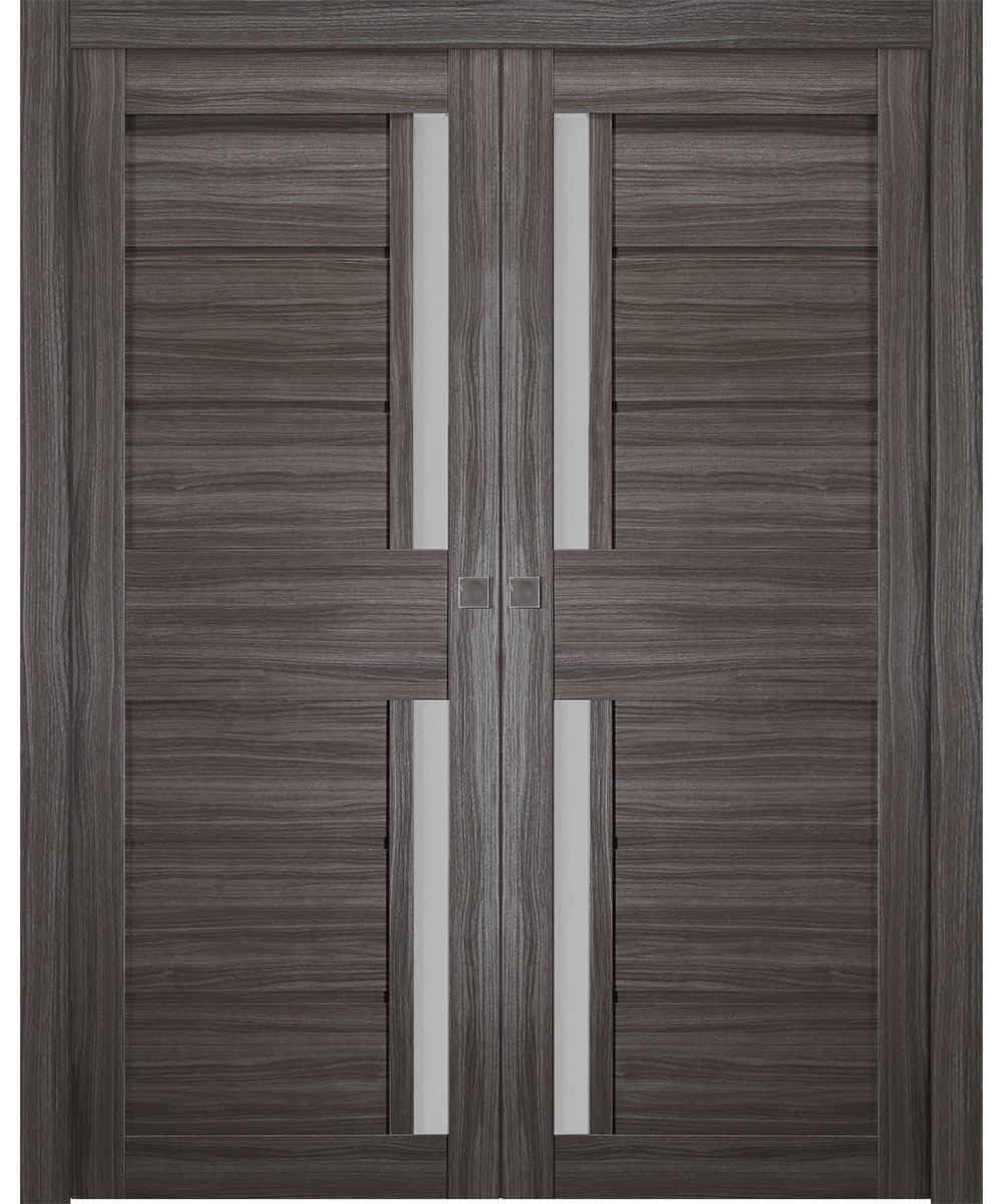 ESTA VETRO GRAY OAK DOUBLE POCKET BELLDINNI MODERN INTERIOR DOOR - 1