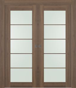 AVON 5 LITE VETRO PECAN NUTWOOD DOUBLE POCKET BELLDINNI MODERN INTERIOR DOOR - 1