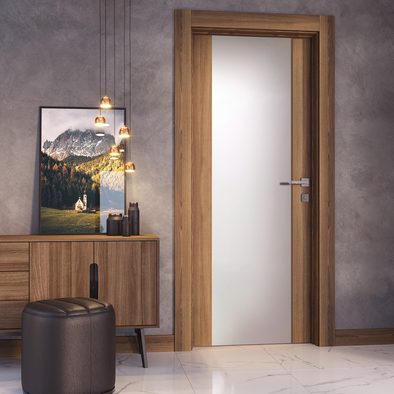AVON 202 VETRO PECAN NUTWOOD SWING DOORS BELLDINNI MODERN INTERIOR DOOR - 2