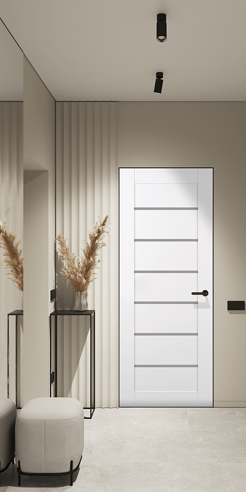 ALBA SNOW WHITE INVISIBLE METAL FRAME BELLDINNI MODERN INTERIOR DOOR - 2