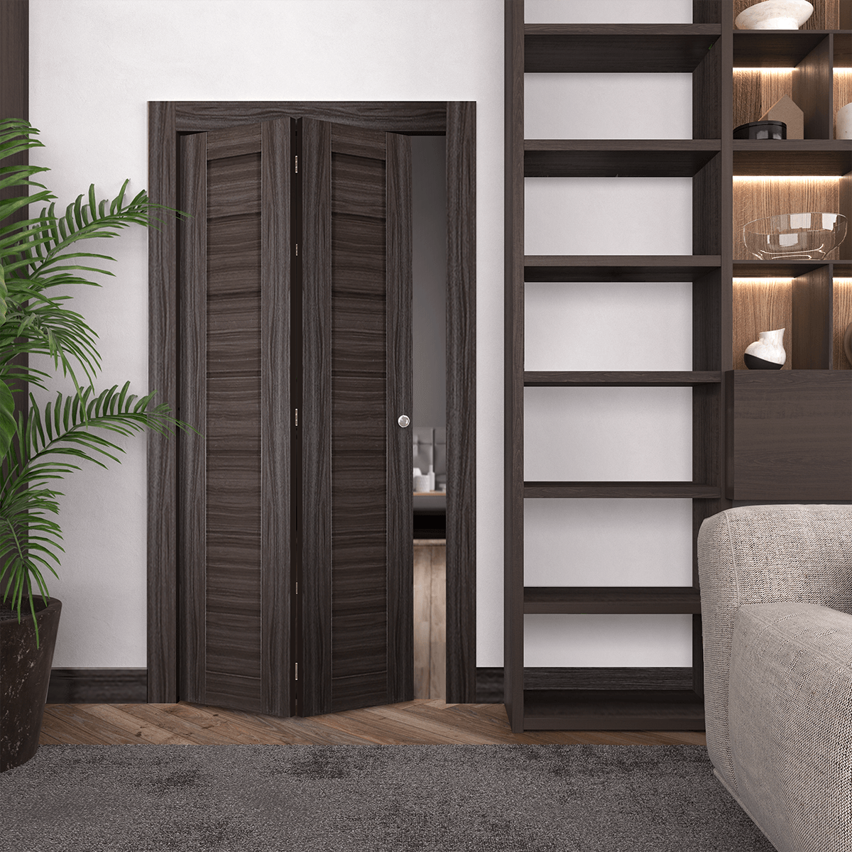ALDA GRAY OAK BI-FOLD BELLDINNI MODERN INTERIOR DOOR - 2