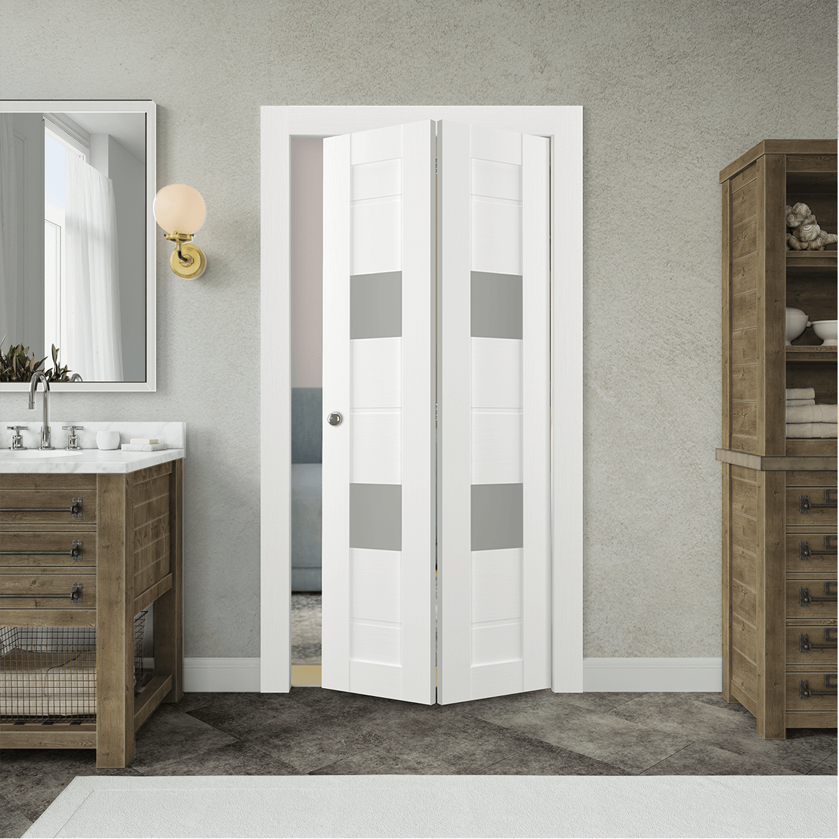 VITA VETRO BIANCO NOBLE BI-FOLD BELLDINNI MODERN INTERIOR DOOR - 7