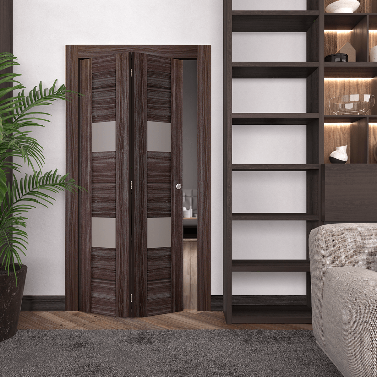 VITA VETRO GRAY OAK BI-FOLD BELLDINNI MODERN INTERIOR DOOR - 1