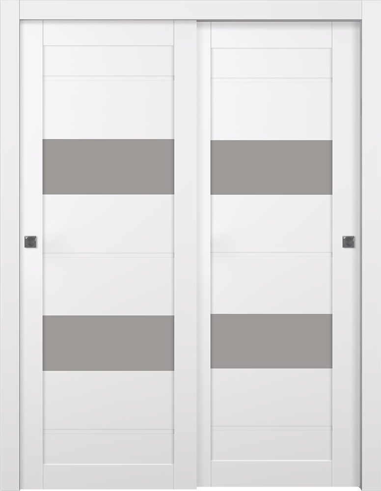 VITA VETRO SNOW WHITE BYPASS BELLDINNI MODERN INTERIOR DOOR - 1