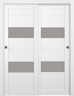 VITA VETRO SNOW WHITE BYPASS BELLDINNI MODERN INTERIOR DOOR - 1