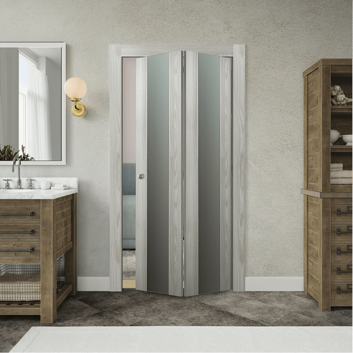 AVON 202 VETRO RIBEIRA ASH BI-FOLD BELLDINNI MODERN INTERIOR DOOR - 1
