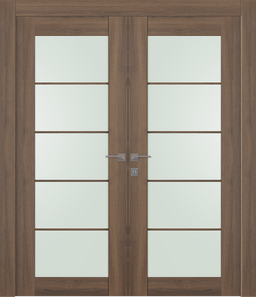 AVON 5 LITE VETRO PECAN NUTWOOD DOUBLE BELLDINNI MODERN INTERIOR DOOR - 1