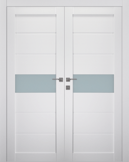 EDNA VETRO BIANCO NOBLE DOUBLE BELLDINNI MODERN INTERIOR DOOR - 1