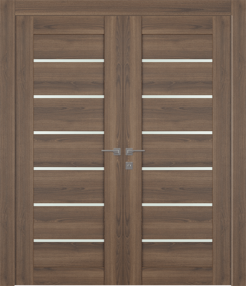 AVON 07-02 VETRO PECAN NUTWOOD DOUBLE DOORS BELLDINNI MODERN INTERIOR DOOR - 1