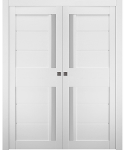 ESTA VETRO BIANCO NOBLE DOUBLE POCKET BELLDINNI MODERN INTERIOR DOOR - 1
