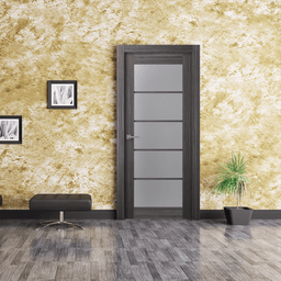 PALLADIO 5 LITE VETRO GRAY OAK SWING BELLDINNI MODERN INTERIOR DOOR - 2